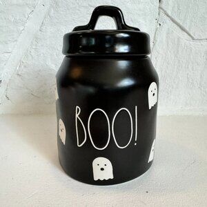 Rae Dunn Halloween Black Baby “BOO!” Canister W/ Ghost Spooky  Prints New